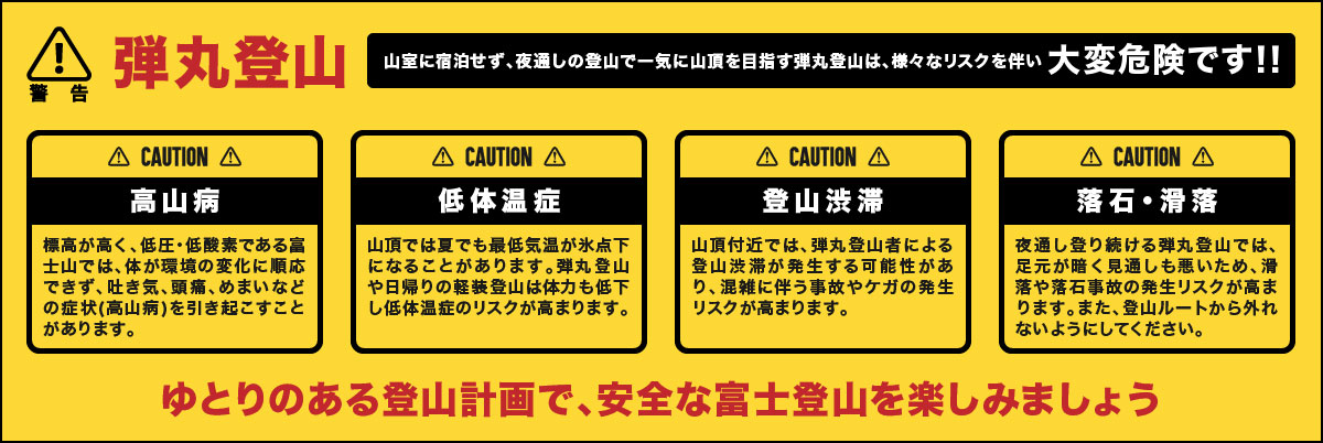 ゆとりのある登山計画で、安全な富士登山を楽しみましょう